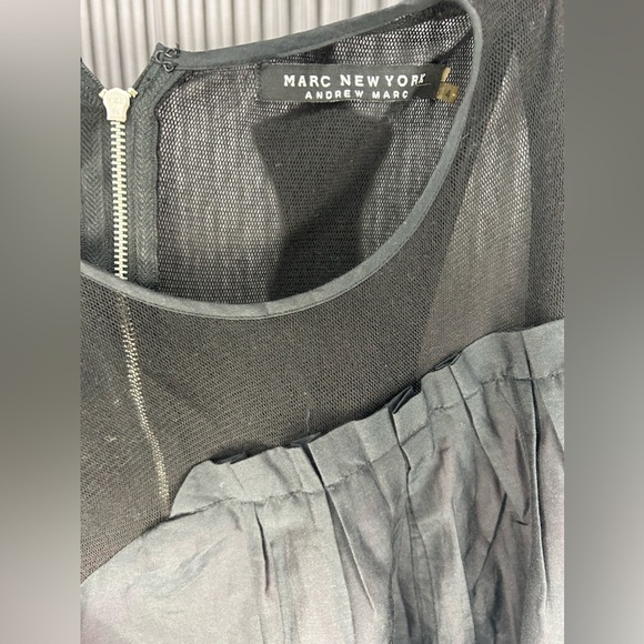 Womens Andrew Marc New York Cotton Silk Solid Black Sleeveless Mesh Dress Size 4 - Picture 3 of 4